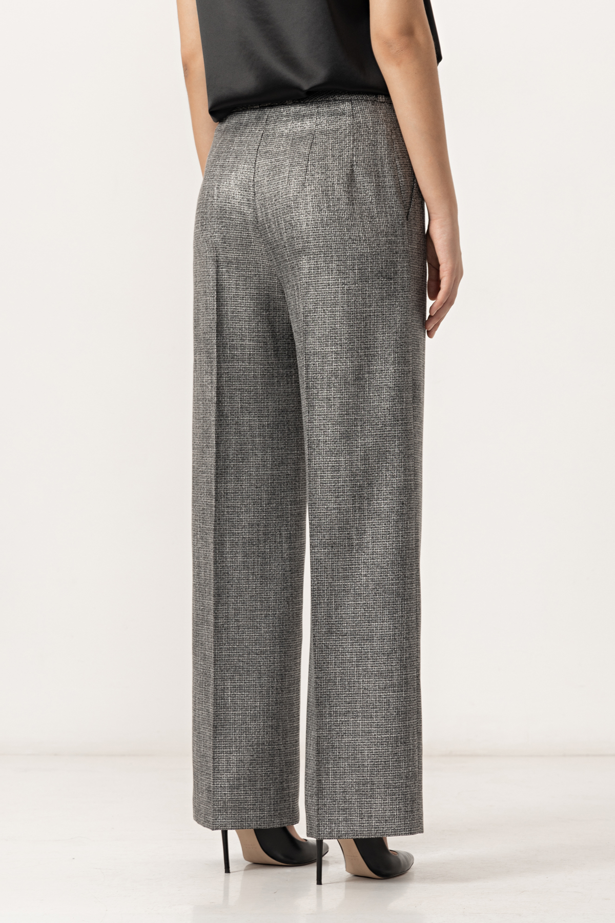 Брюки с люрексом VASSA&Co, пол женский, цвет серый, фото №4