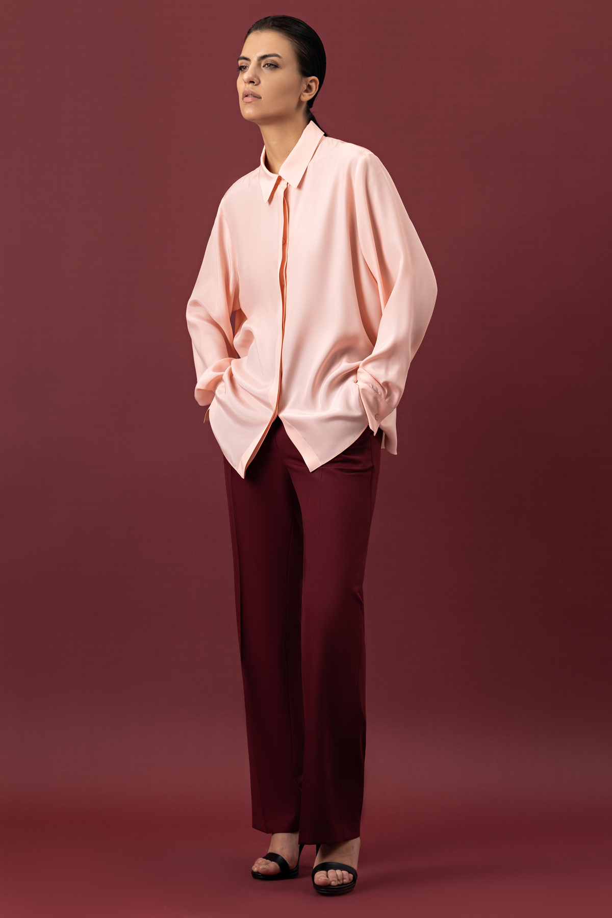 Блузка из шелка VASSA&Co, пол женский, цвет розовый, фото №5