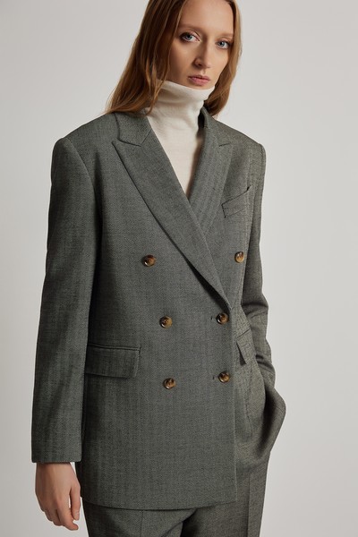 Двубортный жакет VASSA CODE, пол женский, цвет серый, фото №4