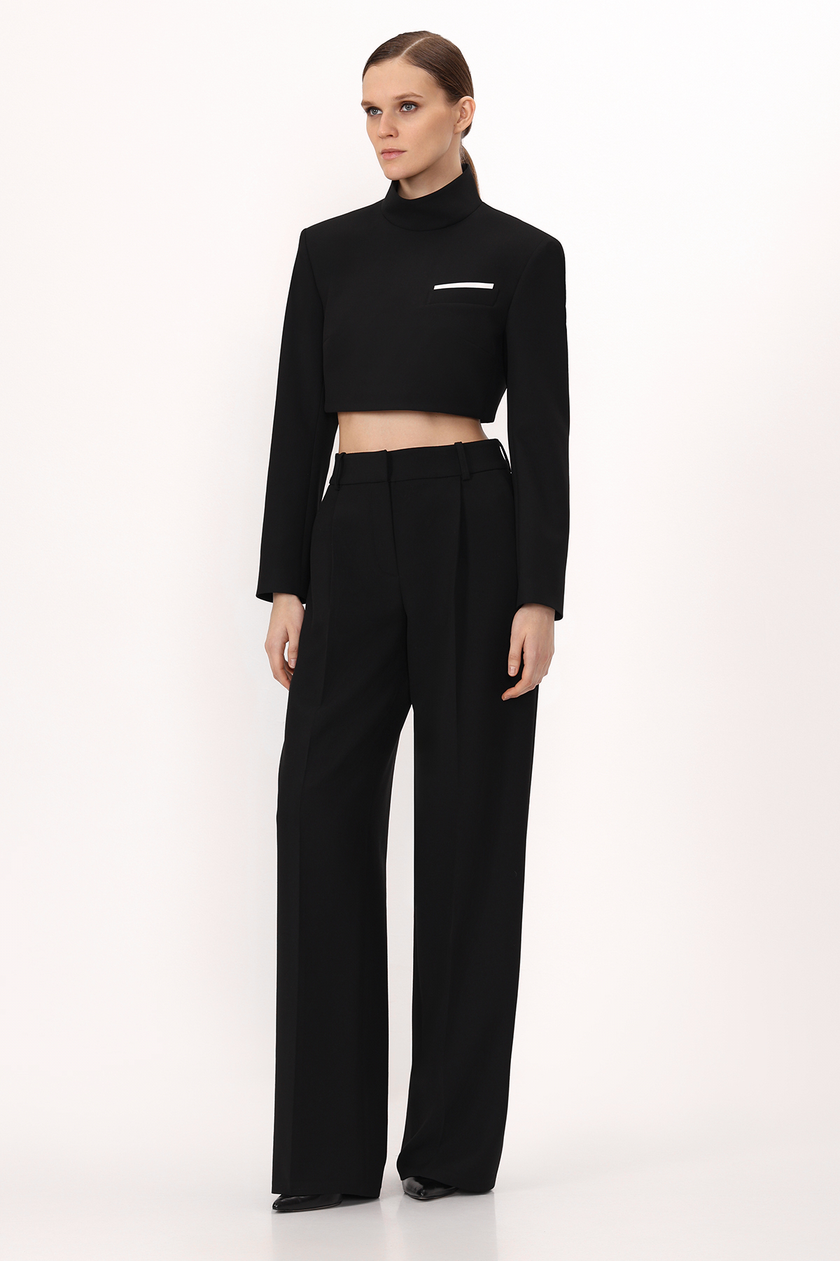 Кроп-жакет VASSA&Co, пол женский, цвет черный, фото №10