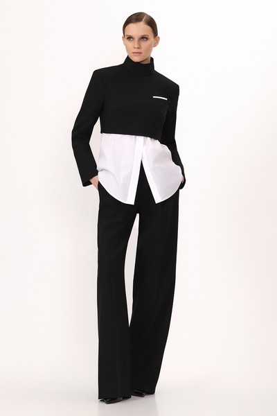 Кроп-жакет VASSA&Co, пол женский, цвет черный, фото №7