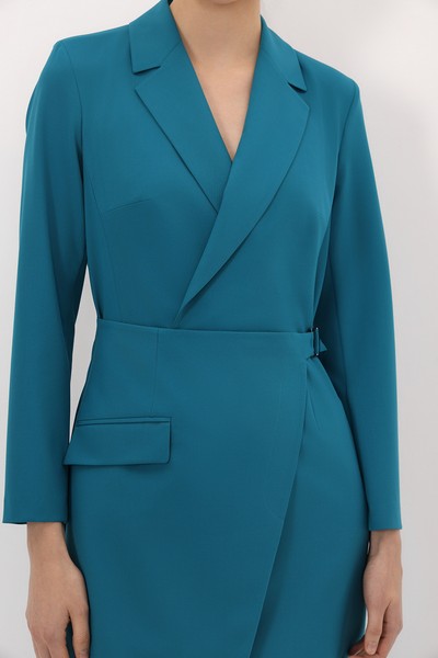 Платье на асимметричный запах VASSA&Co, пол женский, цвет зеленый, фото №4