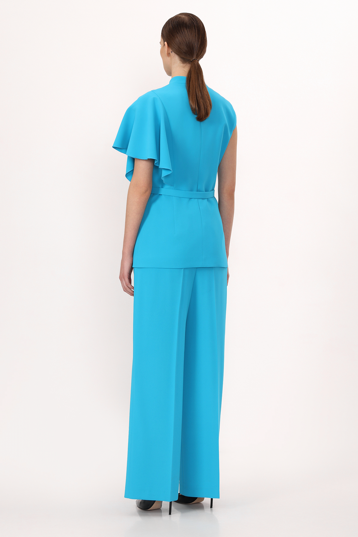 Жилет с асимметричной драпировкой VASSA&Co, пол женский, цвет голубой, фото №3