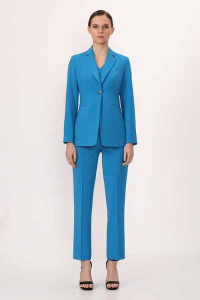 Приталенный жакет VASSA&Co, пол женский, цвет голубой, фото №2