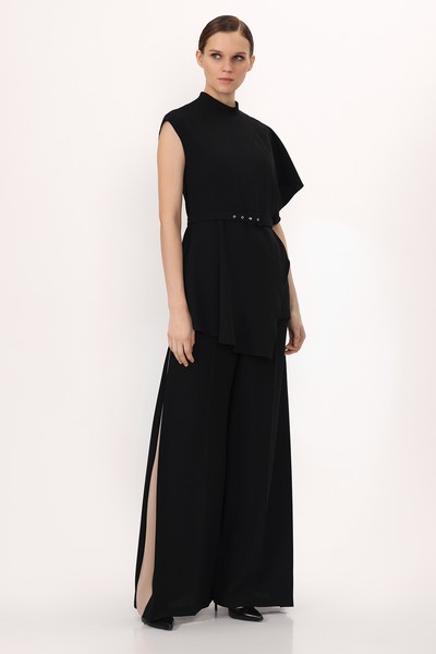 Жилет с асимметричной драпировкой VASSA&Co, пол женский, цвет черный, фото №3