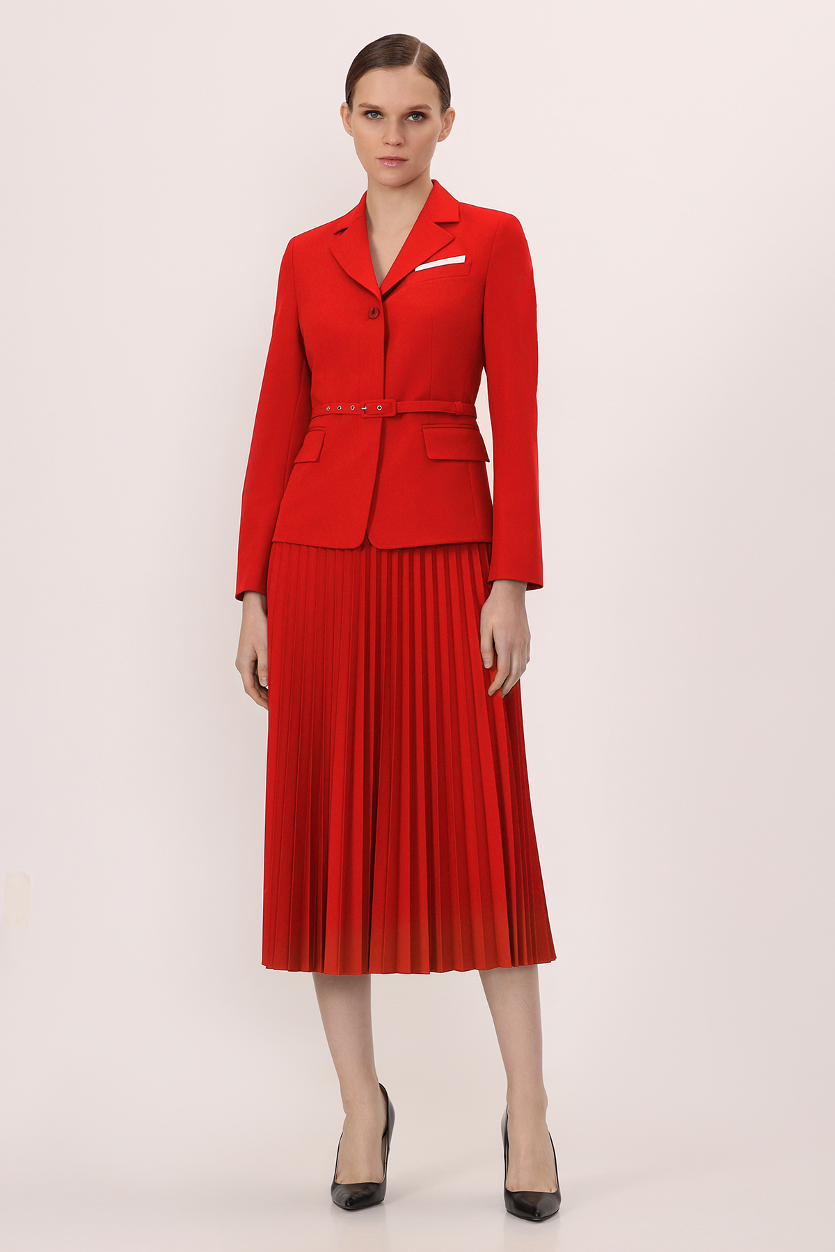 Жакет с поясом VASSA&Co, пол женский, цвет красный, фото №2