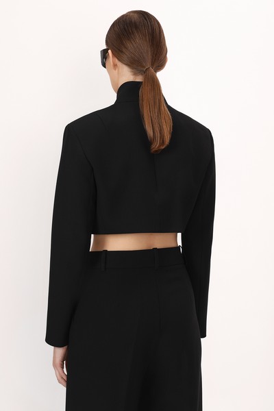 Кроп-жакет VASSA&Co, пол женский, цвет черный, фото №11