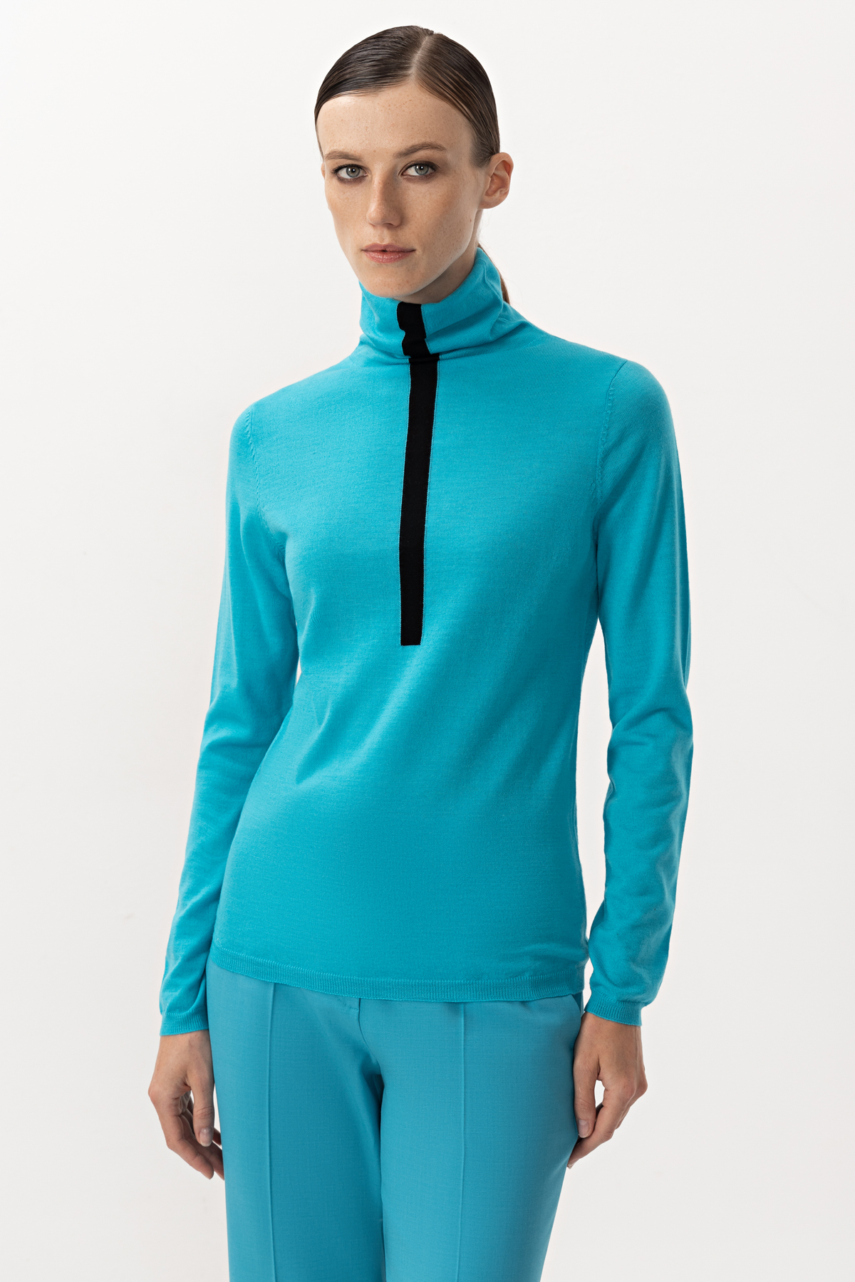 Водолазка из шерсти VASSA&Co, пол женский, цвет голубой, фото №2