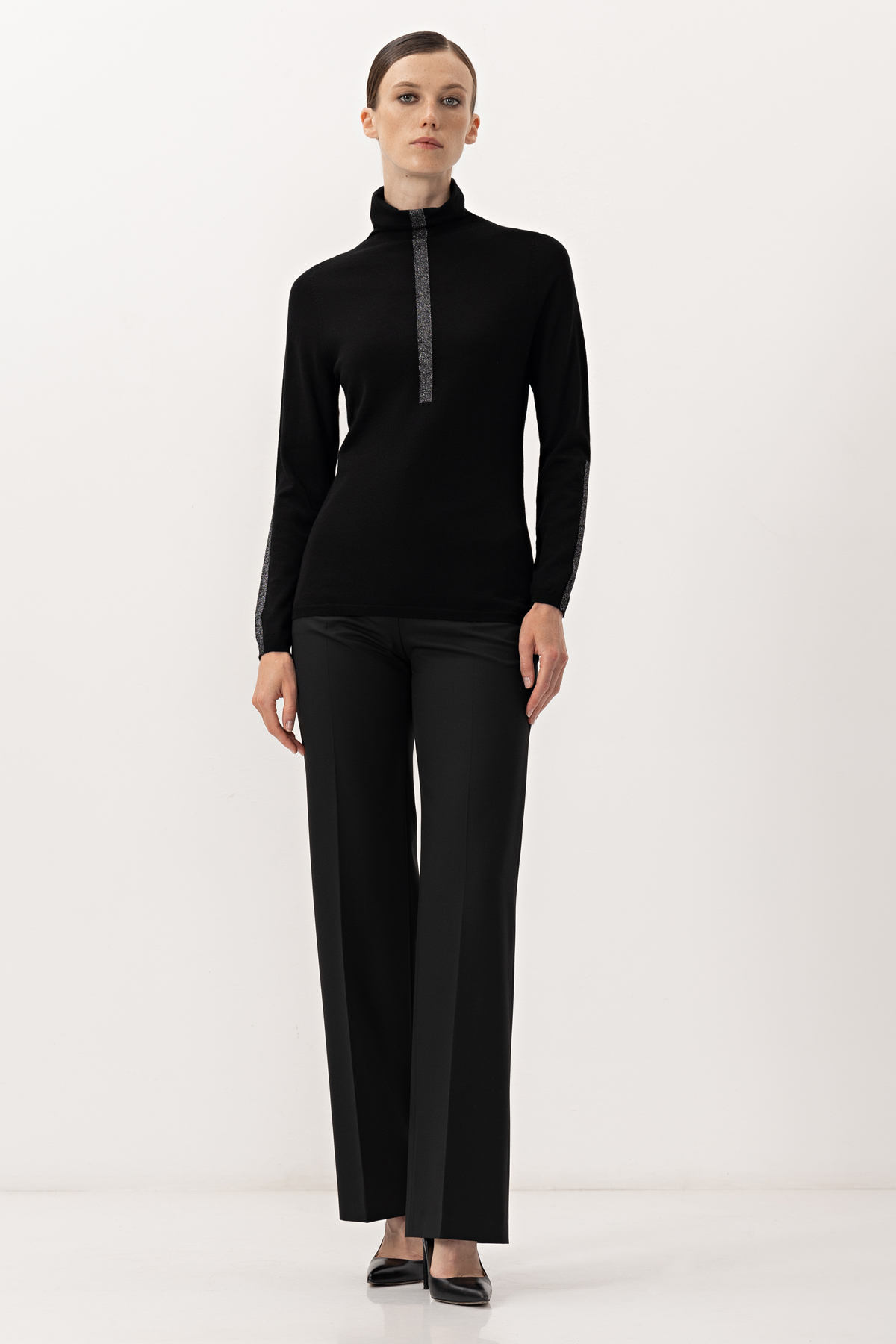 Водолазка с люрексом VASSA&Co, пол женский, цвет черный, фото №4
