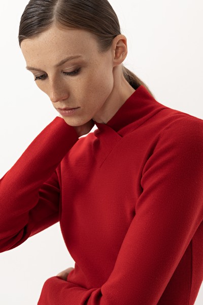 Водолазка из шерсти VASSA&Co, пол женский, цвет красный, фото №2