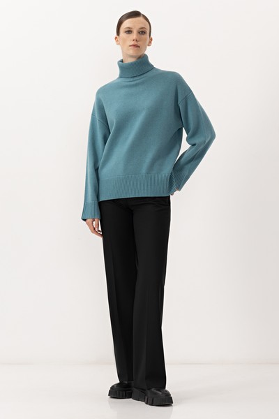Джемпер из шерсти и кашемира VASSA&Co, пол женский, цвет голубой, фото №2