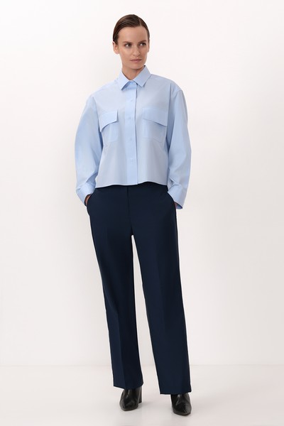 Укороченная рубашка VASSA CODE, пол женский, цвет голубой, фото №3