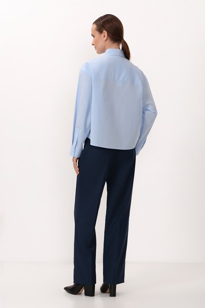 Укороченная рубашка VASSA CODE, пол женский, цвет голубой, фото №4