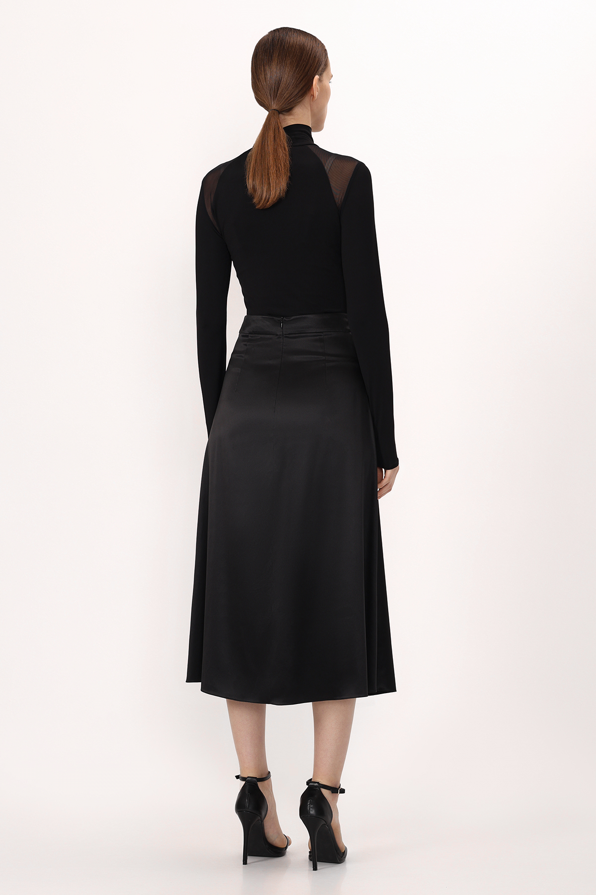 Юбка из шелка VASSA&Co, пол женский, цвет черный, фото №2