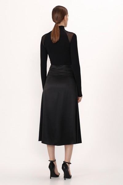Юбка из шелка VASSA&Co, пол женский, цвет черный, фото №2