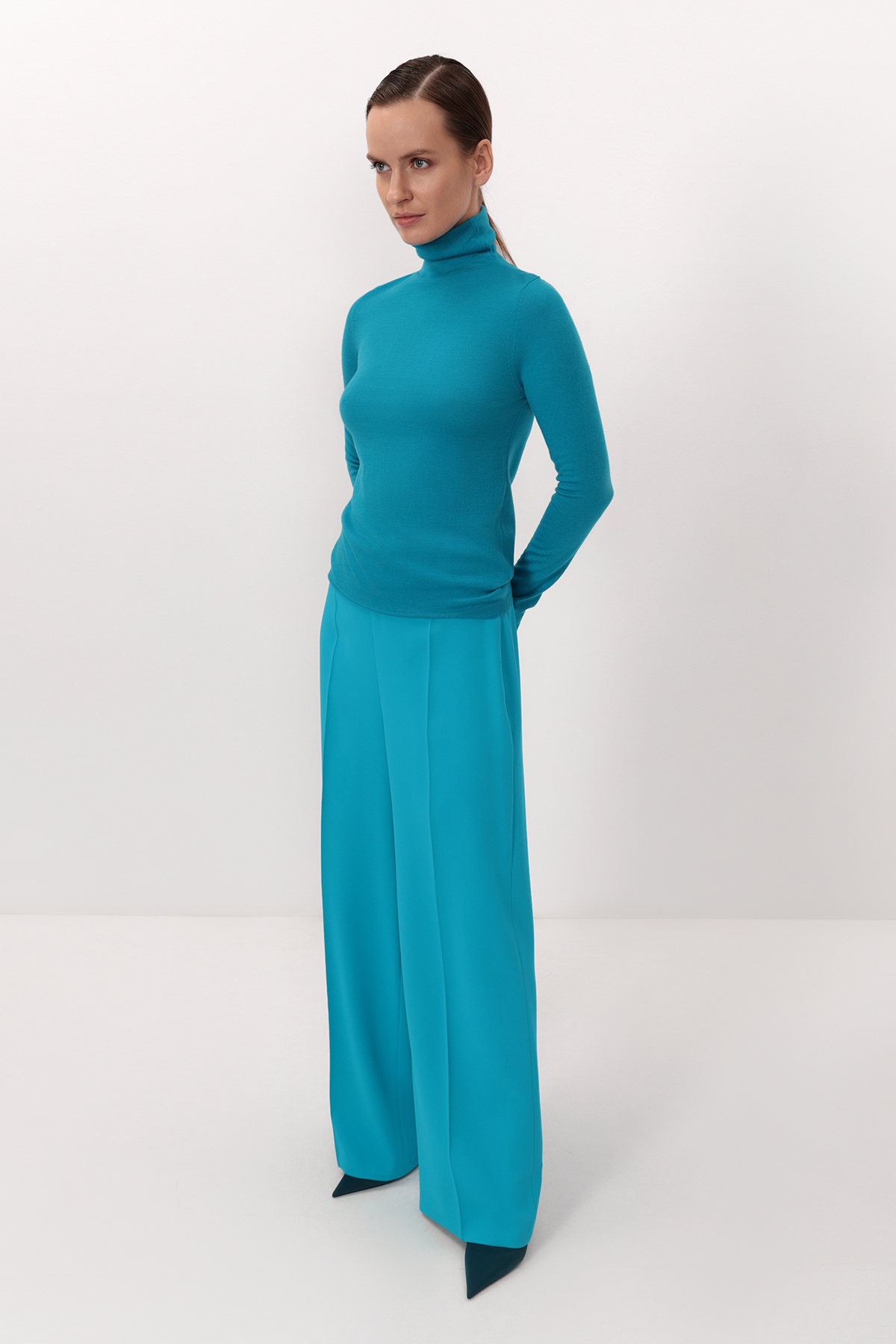 Водолазка из шерсти VASSA&Co, пол женский, цвет голубой, фото №3