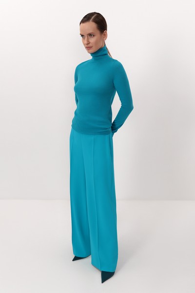 Водолазка из шерсти VASSA&Co, пол женский, цвет голубой, фото №3