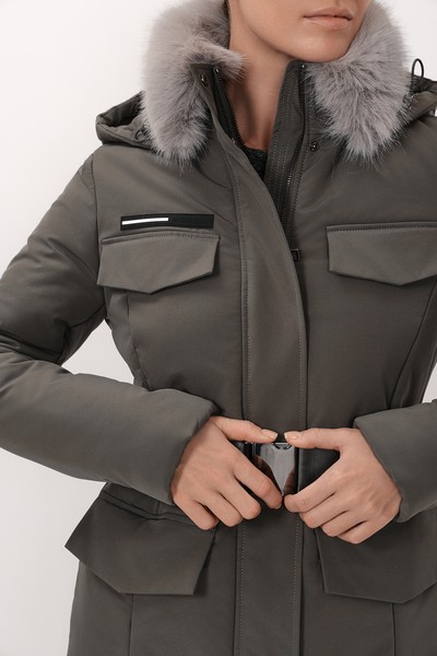 Утепленное пальто VASSA CODE, пол женский, цвет серый, фото №3