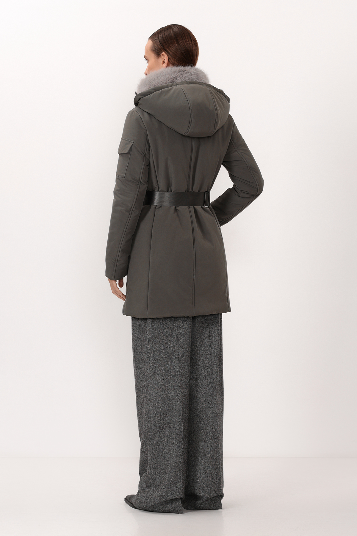 Утепленное пальто VASSA CODE, пол женский, цвет серый, фото №5