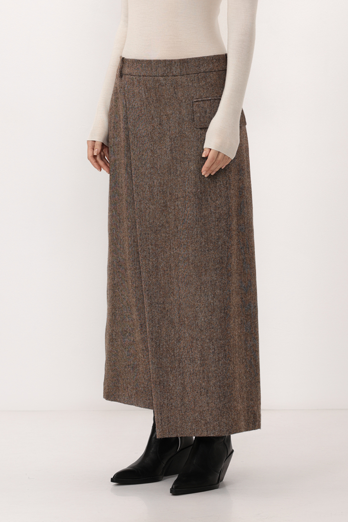 Юбка с асимметричным подолом VASSA CODE, пол женский, цвет коричневый, фото №4