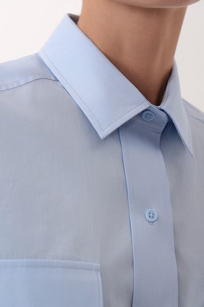 Укороченная рубашка VASSA CODE, пол женский, цвет голубой, фото №2