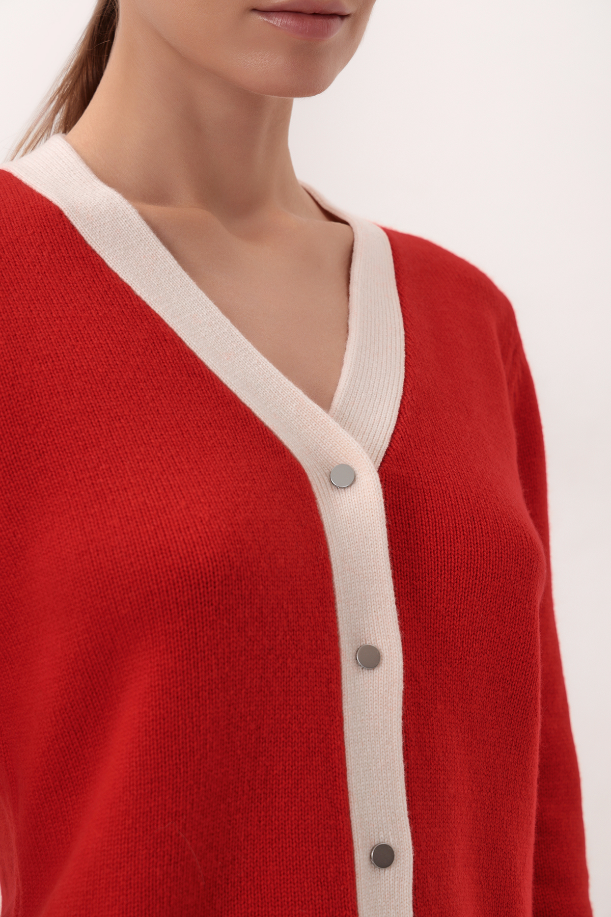 Кардиган из шерсти и кашемира VASSA&Co, пол женский, цвет красный, фото №4