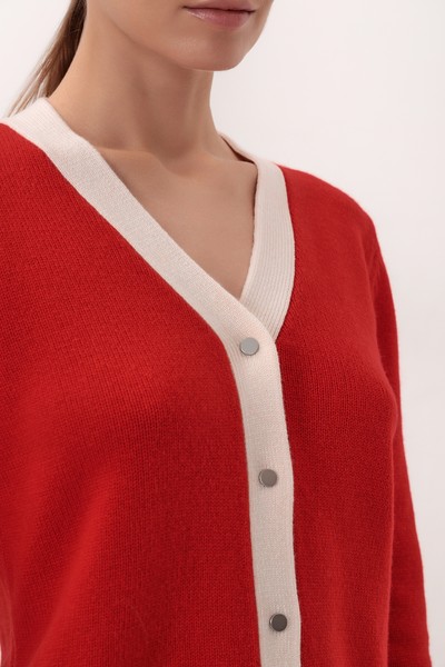 Кардиган из шерсти и кашемира VASSA&Co, пол женский, цвет красный, фото №4