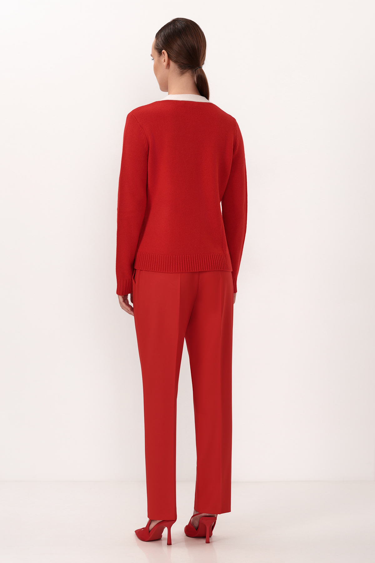 Кардиган из шерсти и кашемира VASSA&Co, пол женский, цвет красный, фото №3