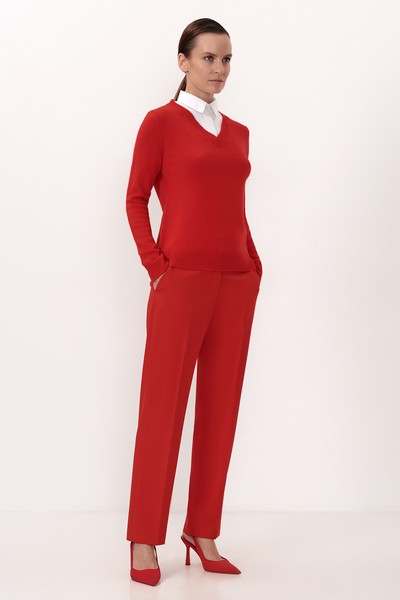 Джемпер со съемной манишкой VASSA&Co, пол женский, цвет красный, фото №3