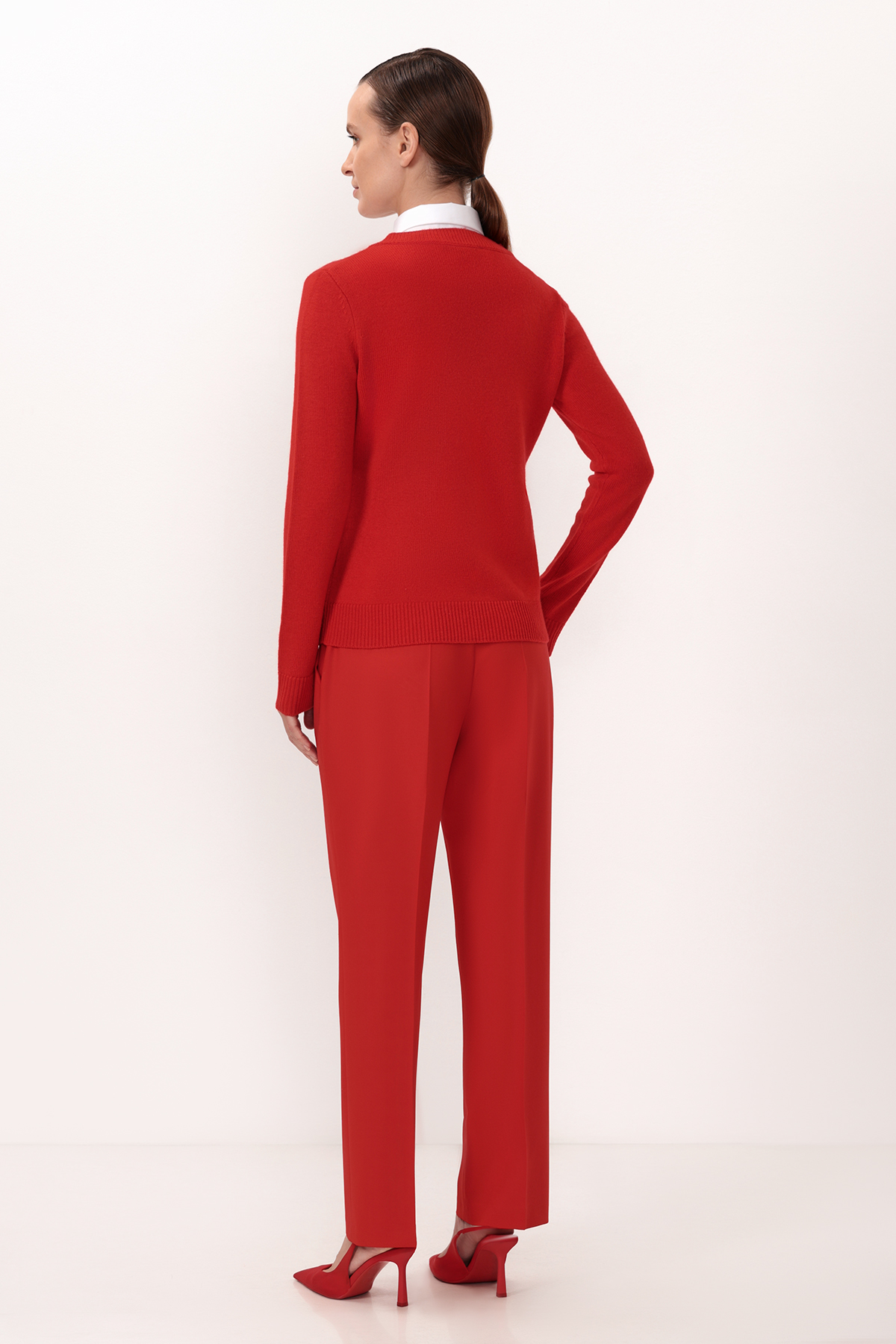 Джемпер со съемной манишкой VASSA&Co, пол женский, цвет красный, фото №6