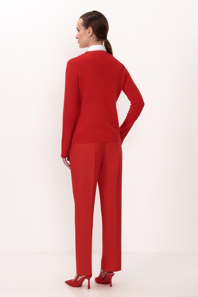 Джемпер со съемной манишкой VASSA&Co, пол женский, цвет красный, фото №6