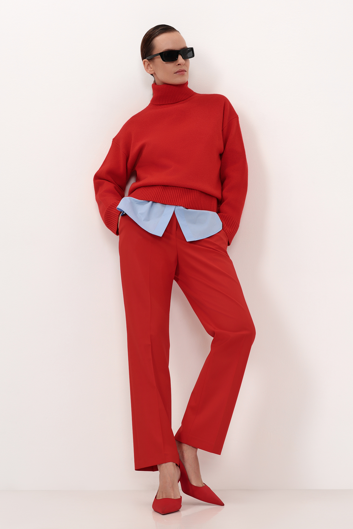 Джемпер Oversize из шерсти и кашемира VASSA&Co, пол женский, цвет красный, фото №5