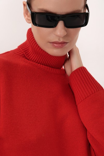Джемпер Oversize из шерсти и кашемира VASSA&Co, пол женский, цвет красный, фото №3