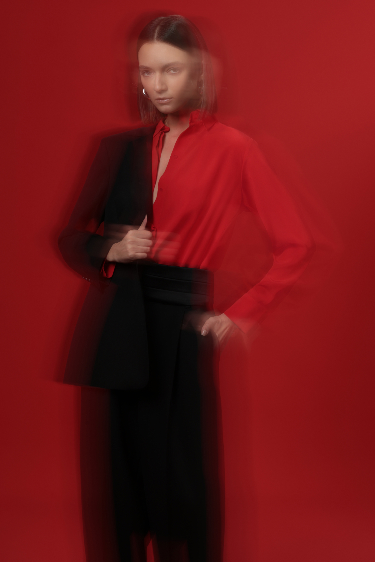 Блузка из шелка VASSA&Co, пол женский, цвет красный, фото №5