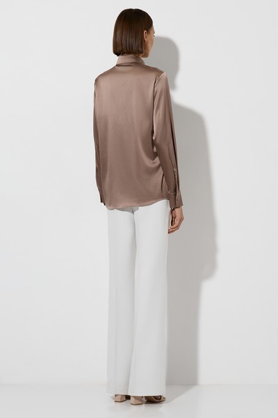 Блузка из шелка VASSA&Co, пол женский, цвет коричневый, фото №4