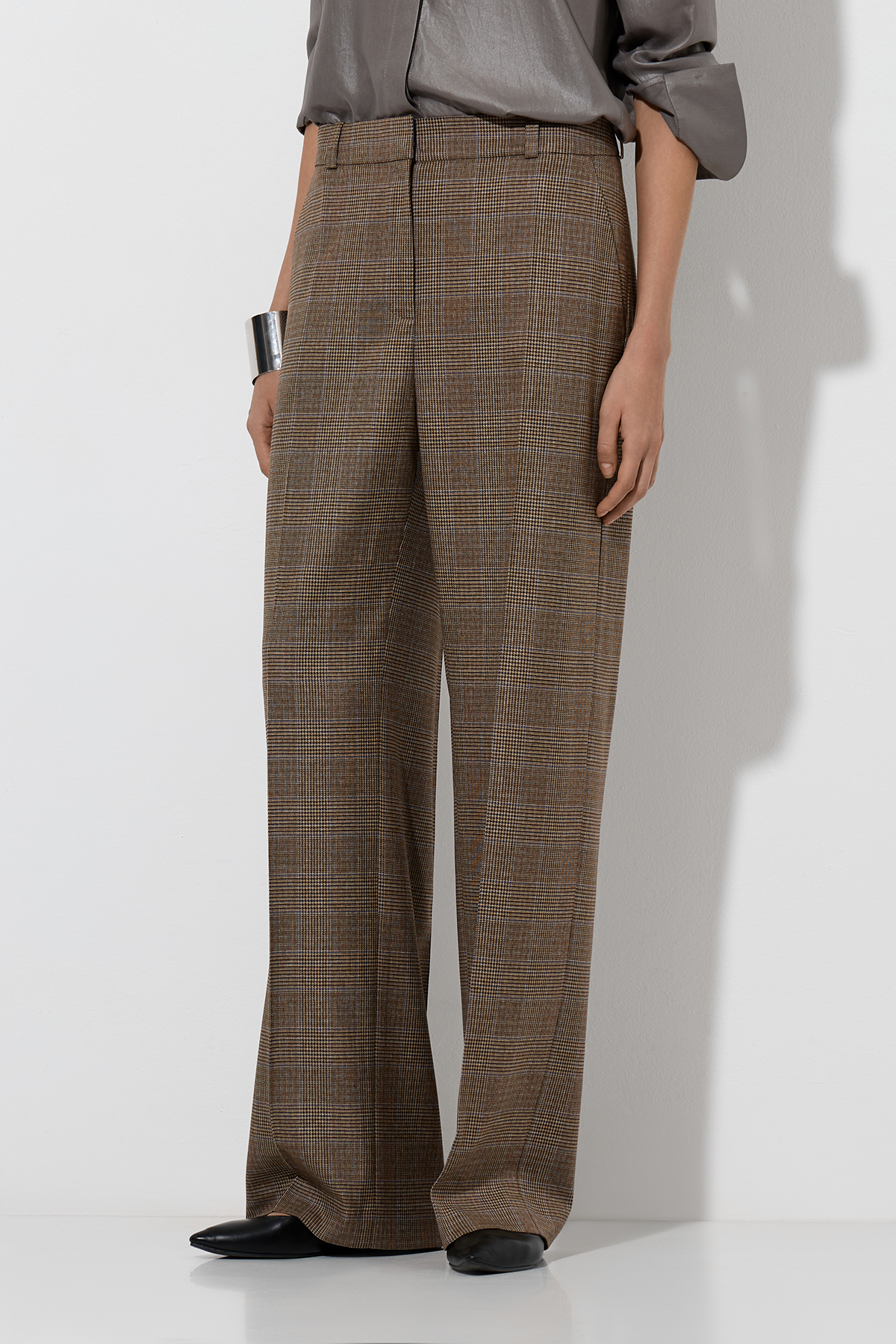 Брюки в клетку VASSA&Co, пол женский, цвет коричневый, фото №3