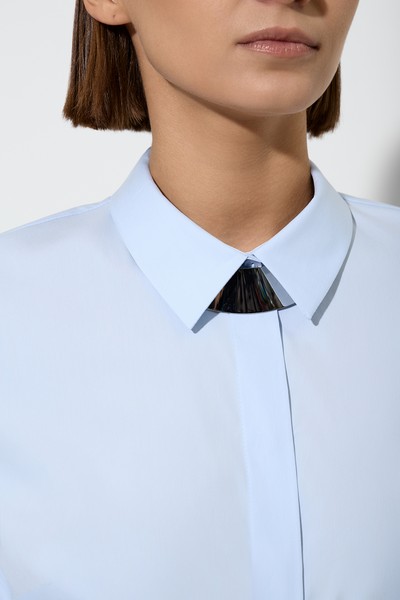 Рубашка приталенного силуэта VASSA&Co, пол женский, цвет голубой, фото №5