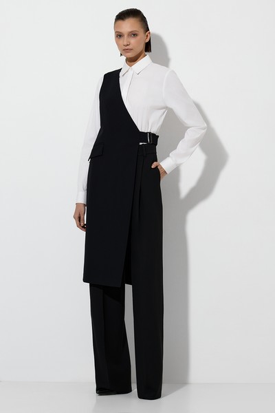 Удлиненный жилет на одно плечо VASSA&Co, пол женский, цвет черный, фото №3