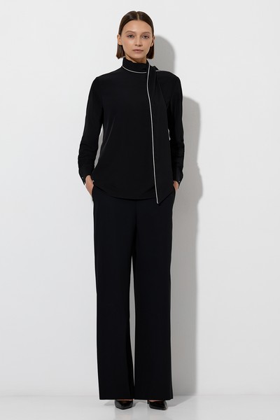 Блузка с воротником-шарфом VASSA&Co, пол женский, цвет черный, фото №2