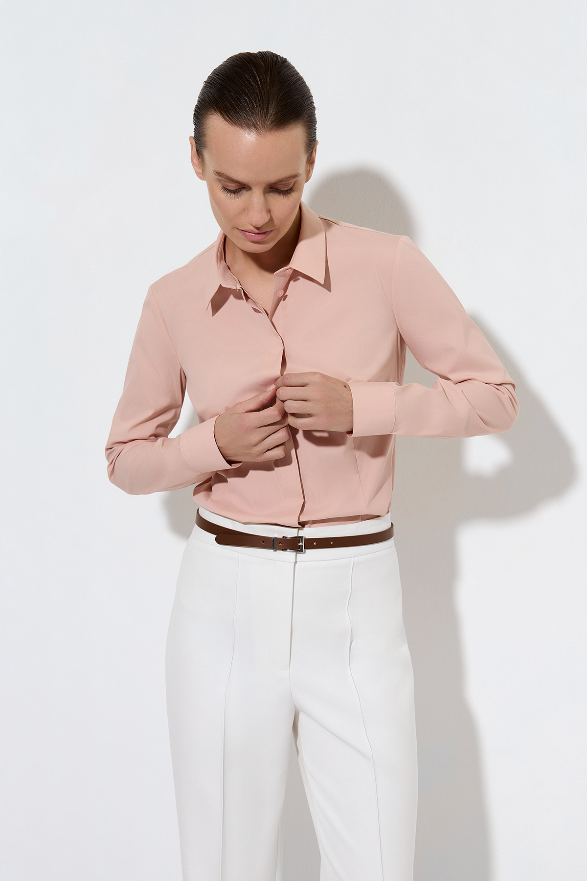 Рубашка бежевая VASSA&Co, пол женский, цвет бежевый, фото №5