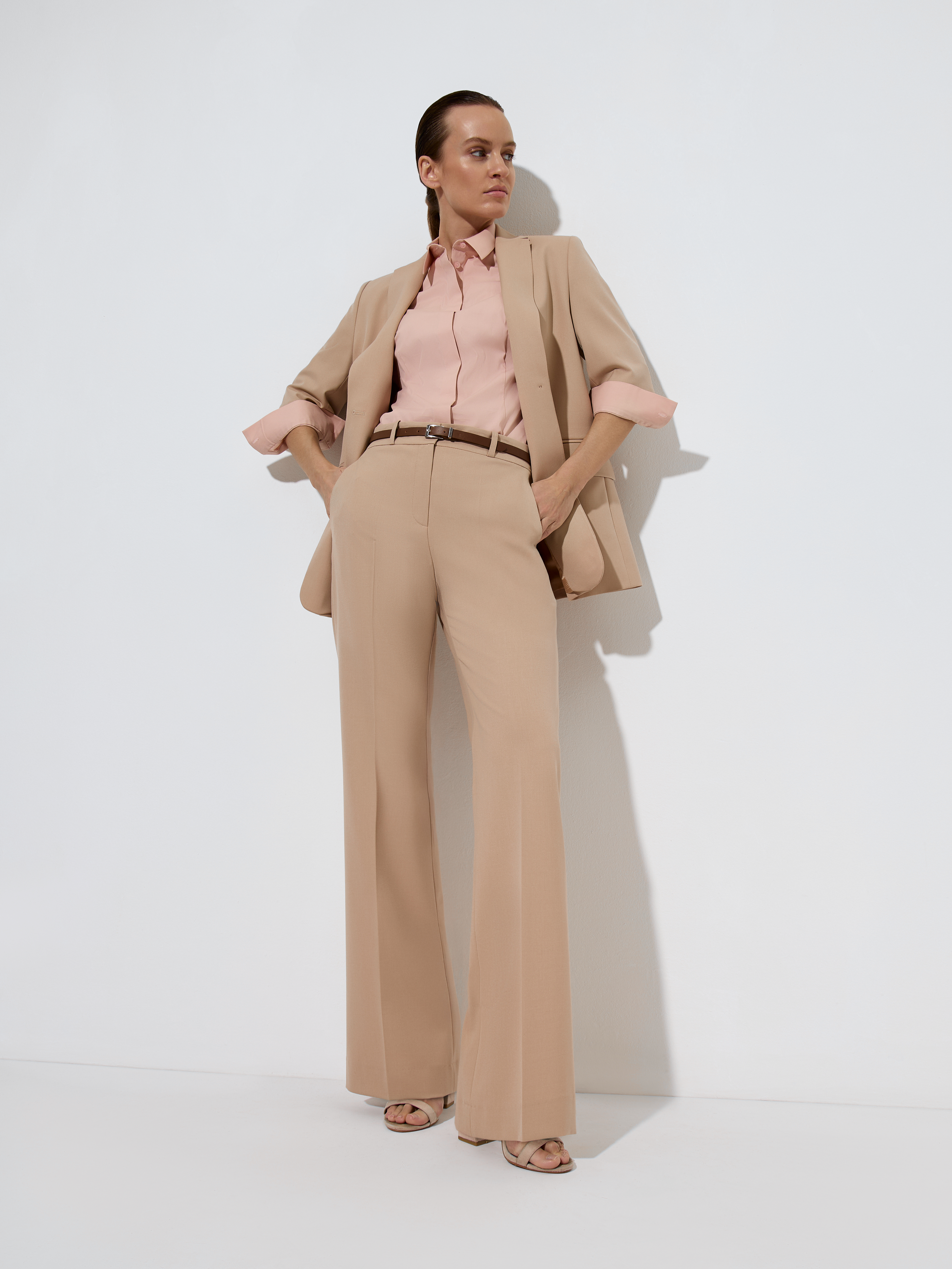 Рубашка бежевая VASSA&Co, пол женский, цвет бежевый, фото №3