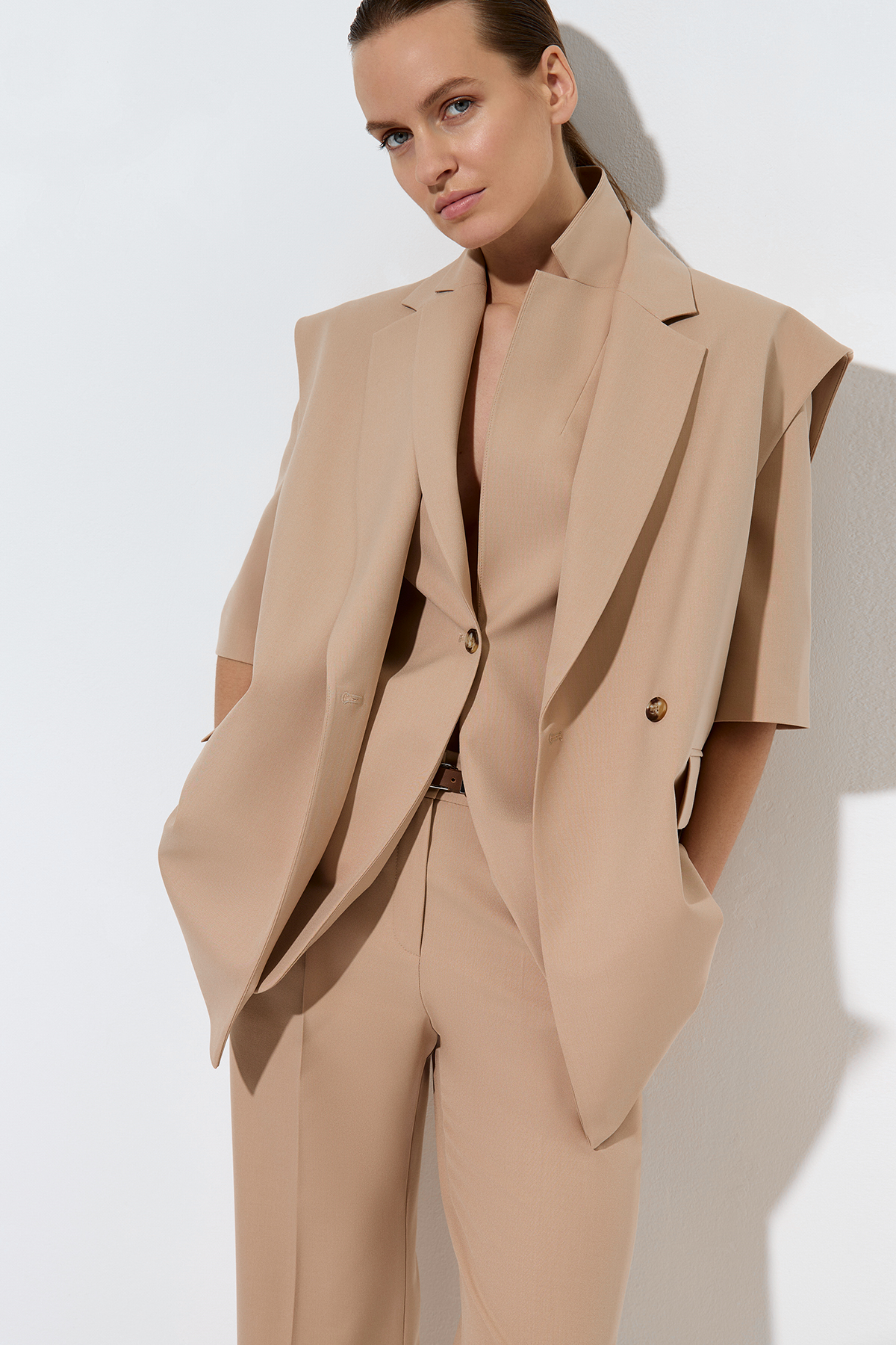 Жакет с коротким рукавом VASSA&Co, пол женский, цвет бежевый, фото №7