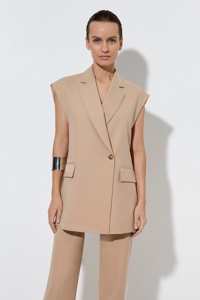 Жилет свободного силуэта , пол женский, цвет бежевый, фото №6