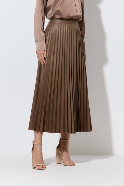 Юбка гофре из экокожи VASSA&Co, пол женский, цвет коричневый, фото №2