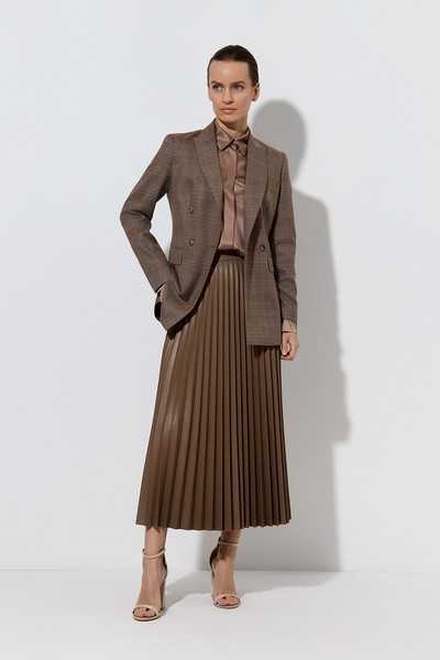 Юбка гофре из экокожи VASSA&Co, пол женский, цвет коричневый, фото №4