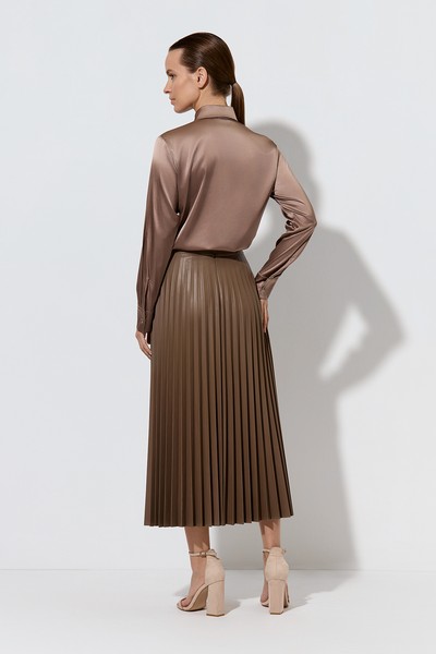 Юбка гофре из экокожи VASSA&Co, пол женский, цвет коричневый, фото №5