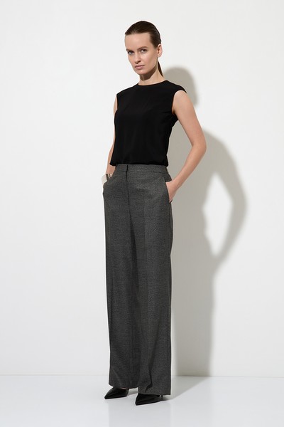 Брюки в мелкую клетку VASSA&Co, пол женский, цвет черный, фото №2