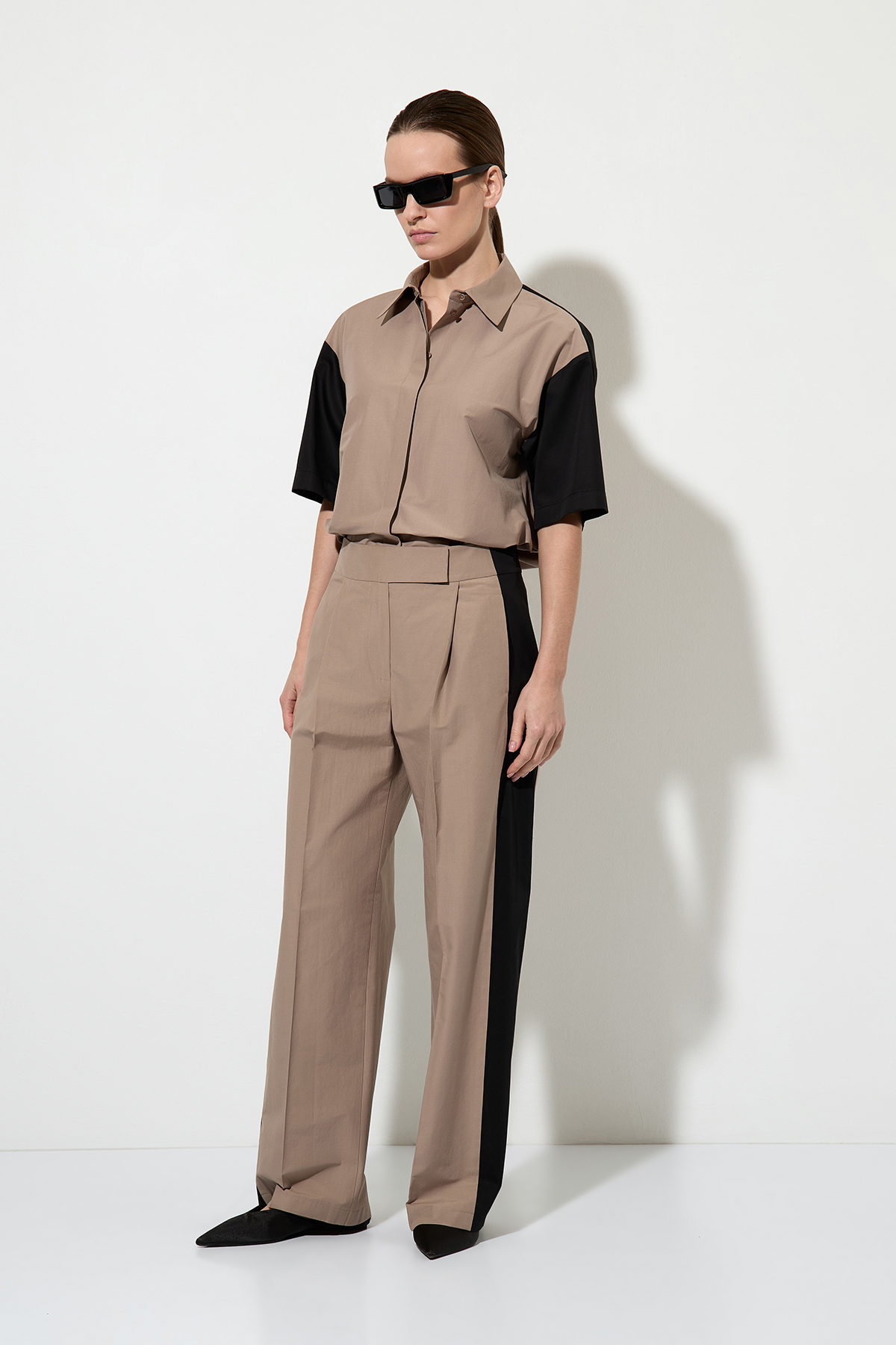 Брюки color block VASSA&Co, пол женский, цвет коричневый, фото №9