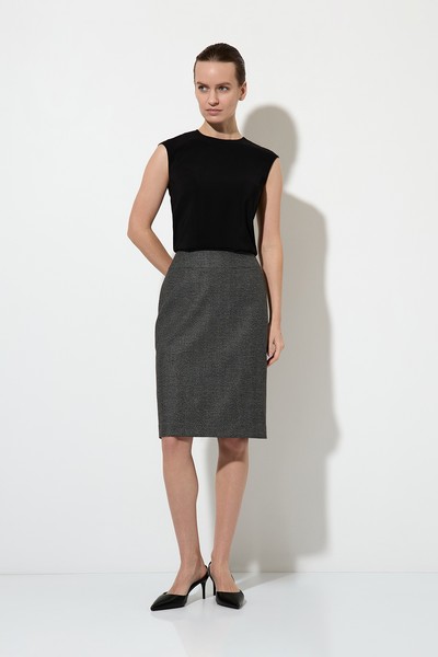 Юбка-карандаш в мелкую клетку VASSA&Co, пол женский, цвет черный, фото №5