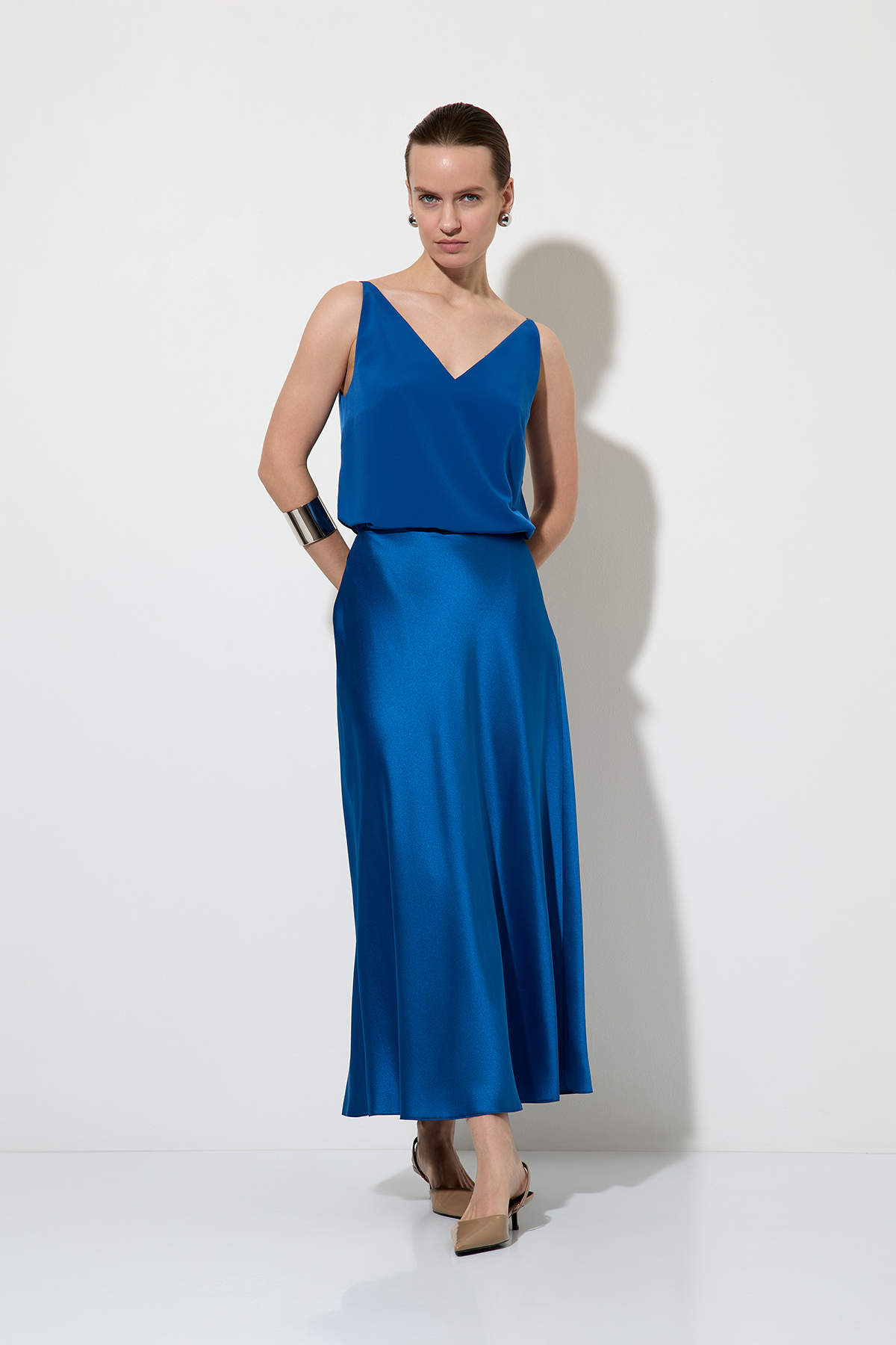 Топ в бельевом стиле VASSA&Co, пол женский, цвет синий, фото №3